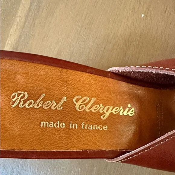 Robert Clergerie Burnt Brown Leather Knot-Detail Open-Toe Mule - Picture 2 of 7